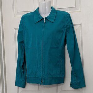 ZOE K WOMEN'S  JACKET COTTON NYLON SPANDEX FULL ZIPPER  SIZE L GREEN